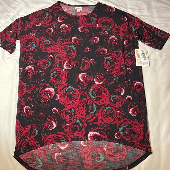 LuLaRoe Irma Red Roses on Black Tunic 2XS (Small) - Picture 1 of 8